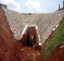 ACBM revetment installed on erosion channel with geotextile underlayer