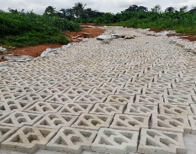 Terraforce interlocking blocks installed — ground-level view