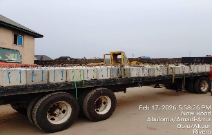 Concrete mattresses loaded on flatbed truck for delivery to site