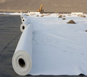 Geotextile rolls in stock — used as impermeable membrane lining