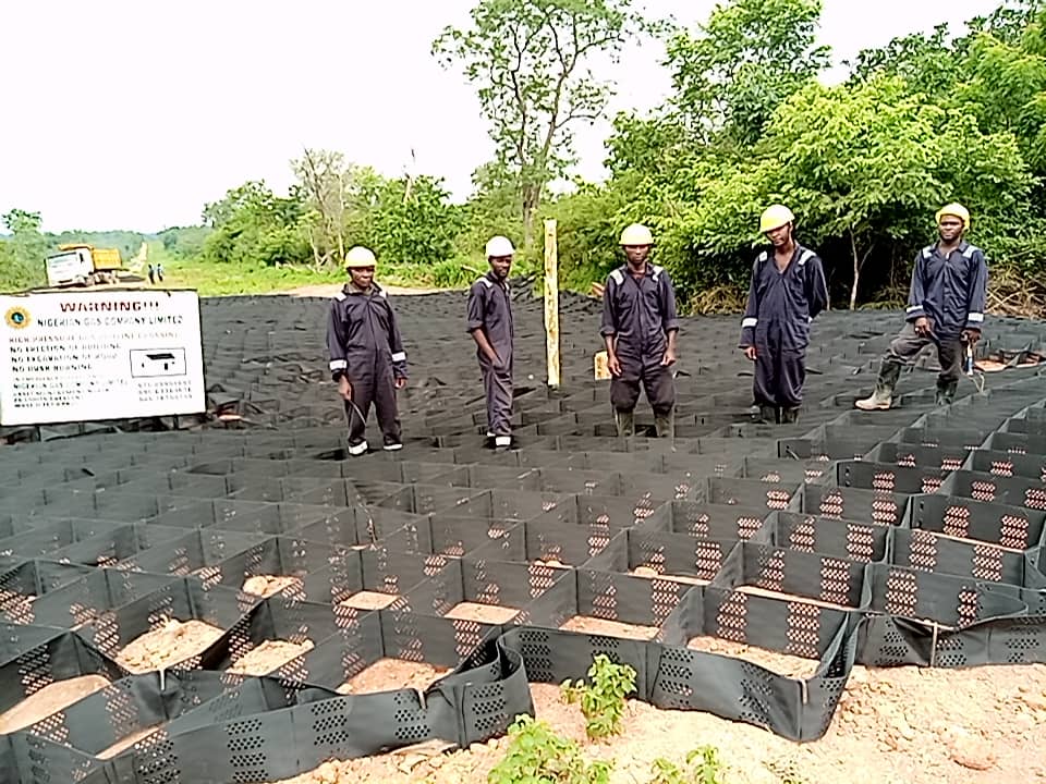 Geocell installation at Ukpangede, Edo State for NGC