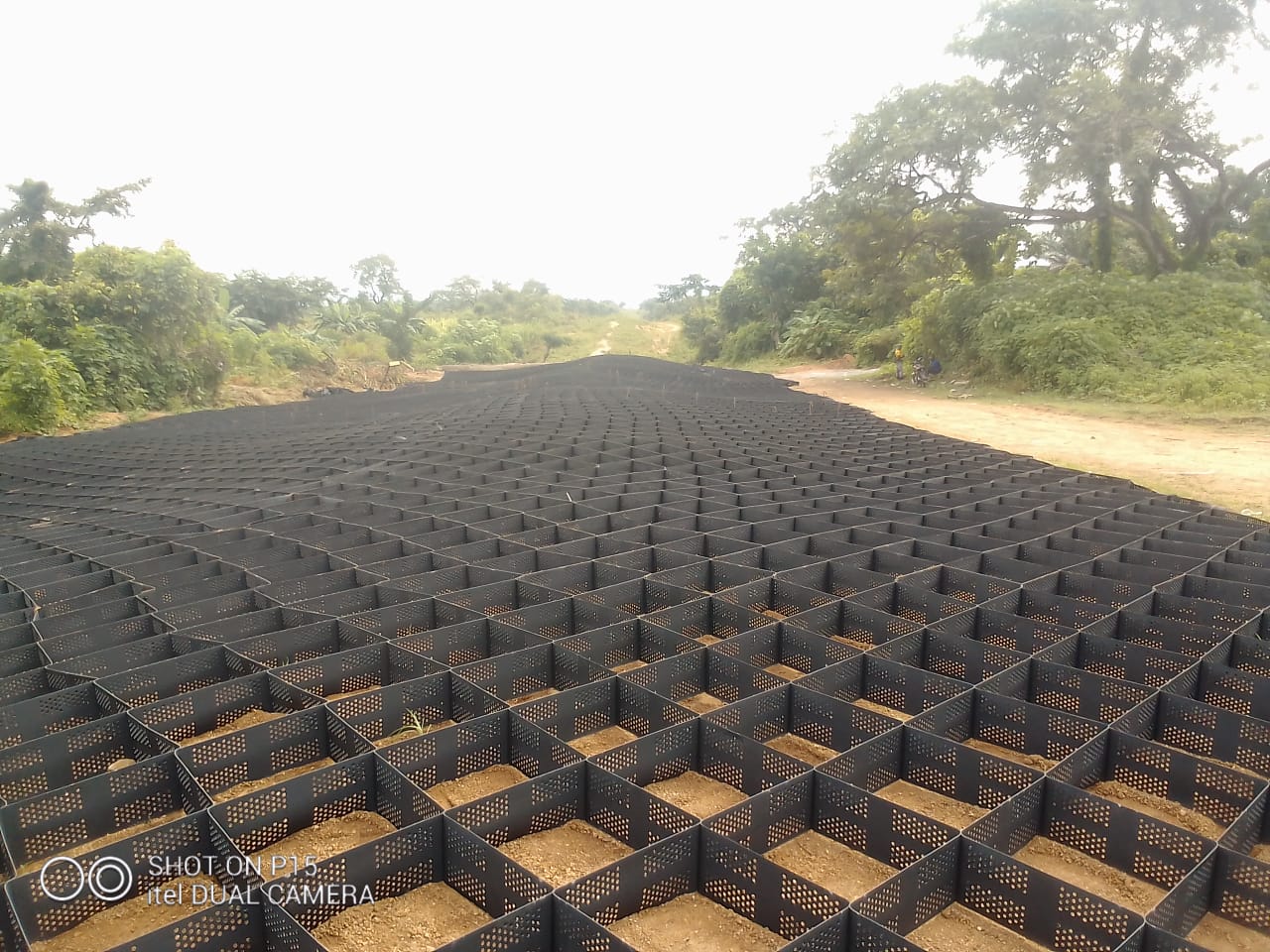 Geocell installation at NGC Metric Station, Kogi State